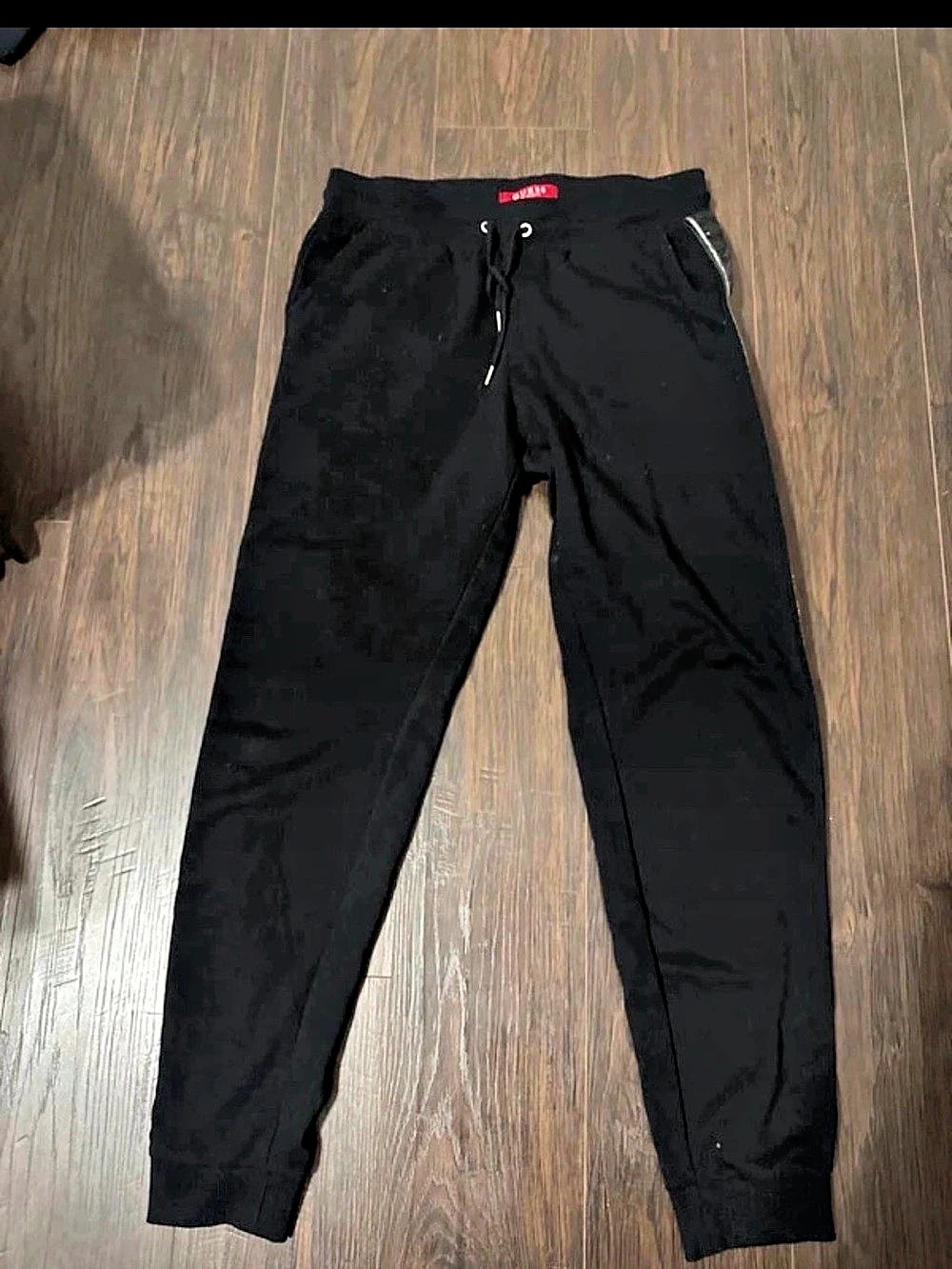 GUESS Sequin Side Stripe Joggers Black Size Small